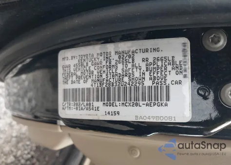 2002 Toyota Avalon Xls из США, поврежденный, VIN 4T1BF28B32U242295